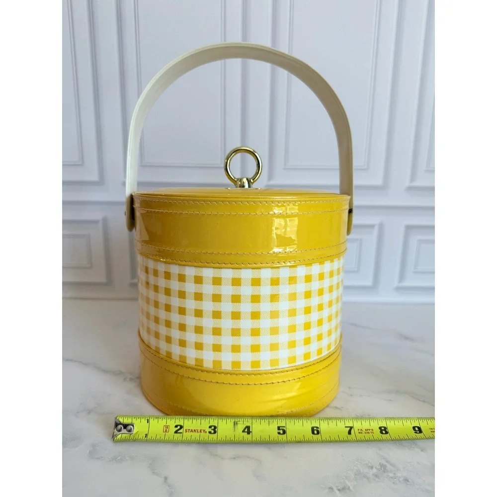 VTG 1950s Georges Briard MCM Retro Yellow Gingham Vinyl 7